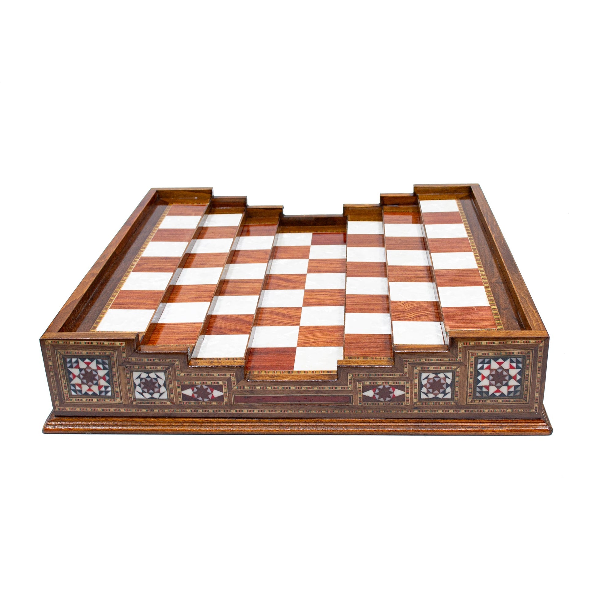 Unique Arena Chess Board with Staunton Chess Pieces (Stairs Chess Board)