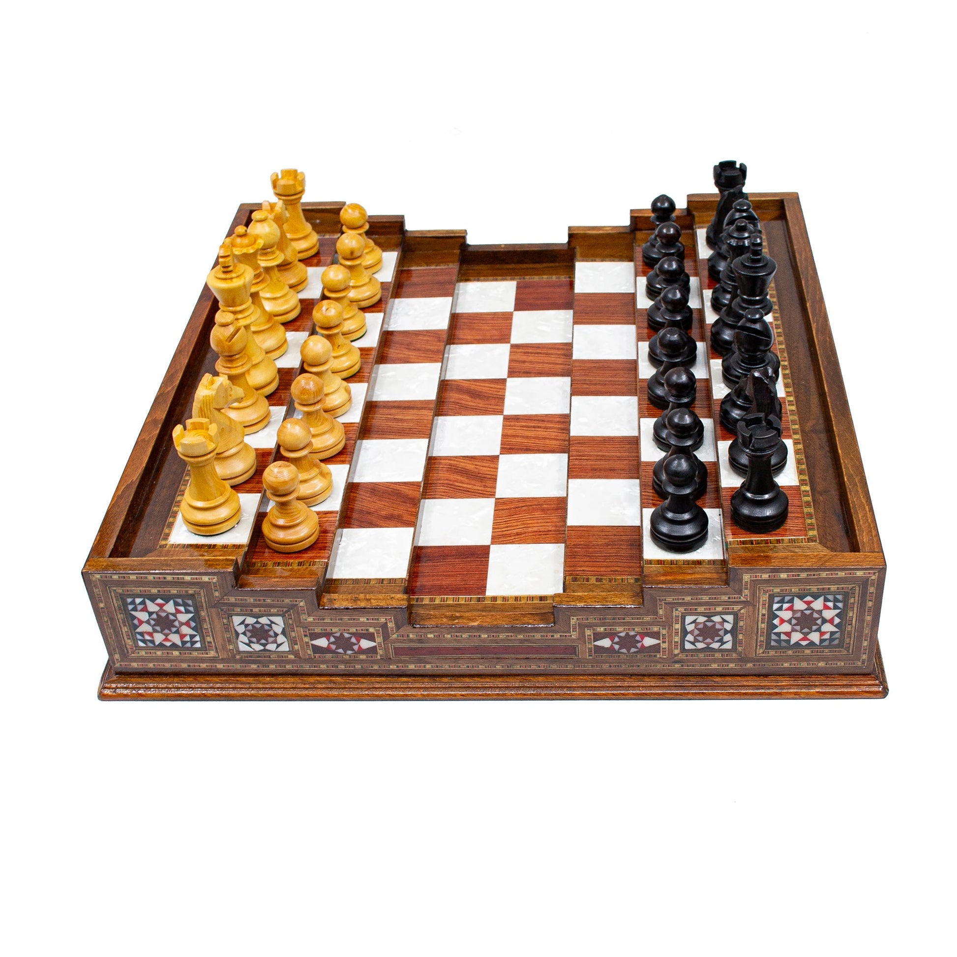 Unique Arena Chess Board with Staunton Chess Pieces (Stairs Chess Board)