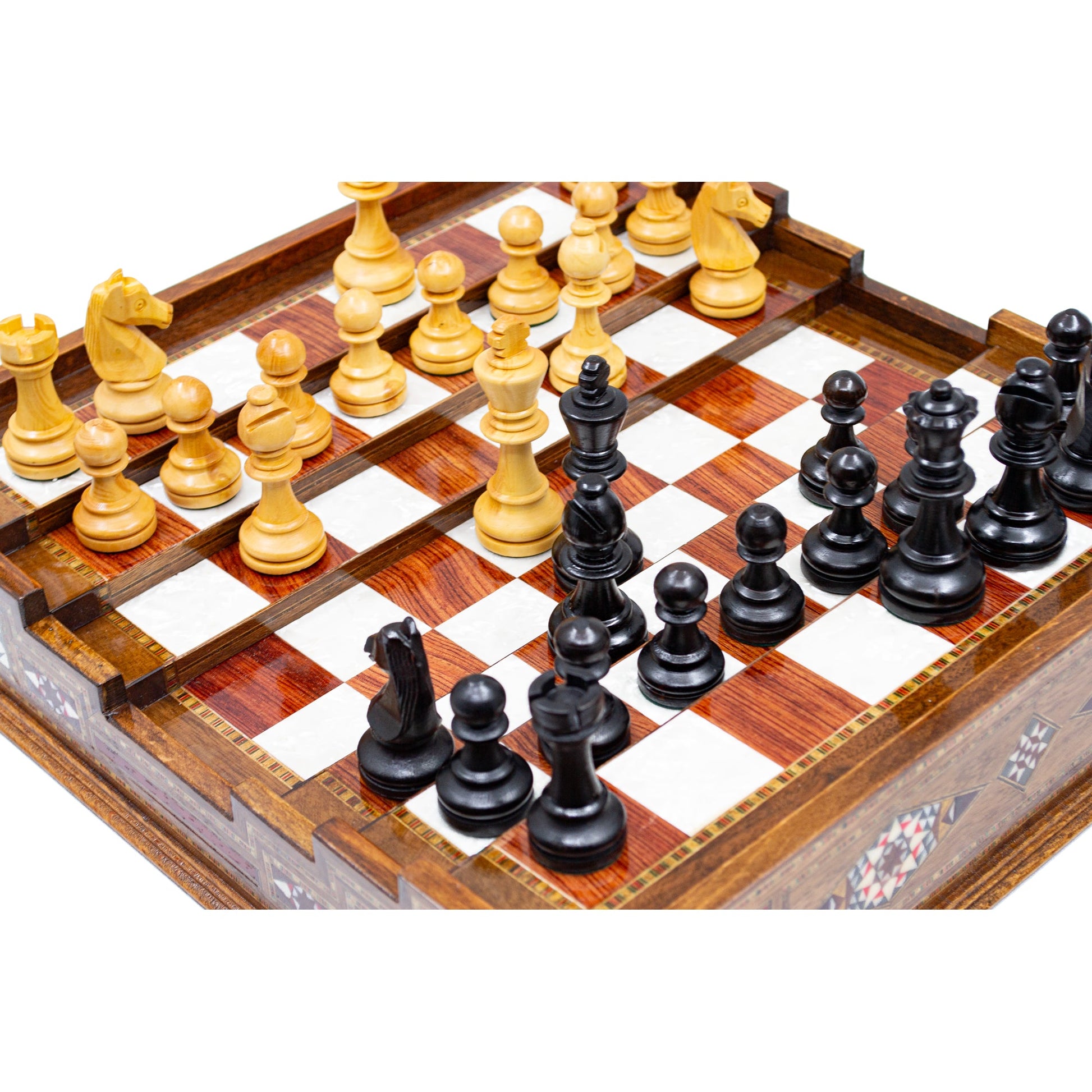 Unique Arena Chess Board with Staunton Chess Pieces (Stairs Chess Board)