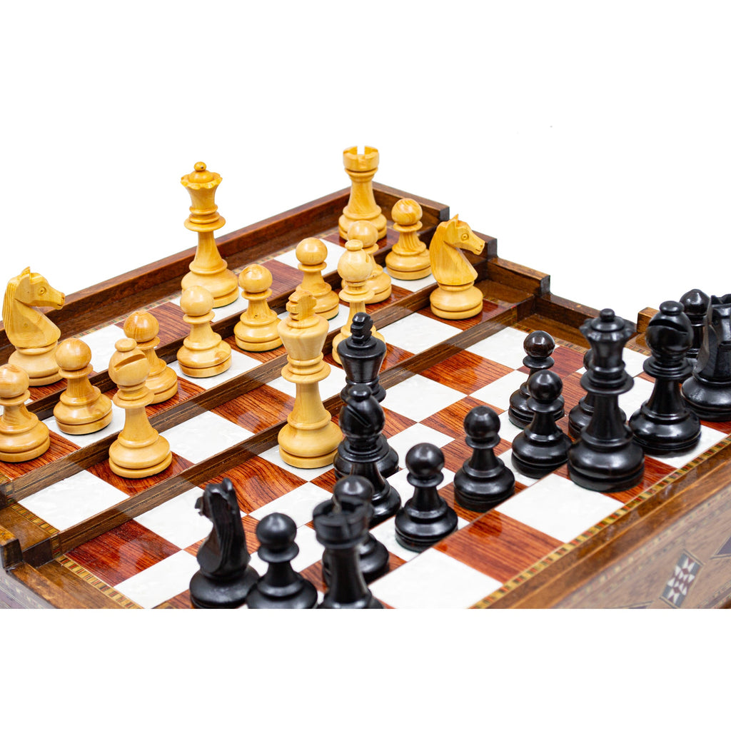 Unique Arena Chess Board with Staunton Chess Pieces (Stairs Chess Board)
