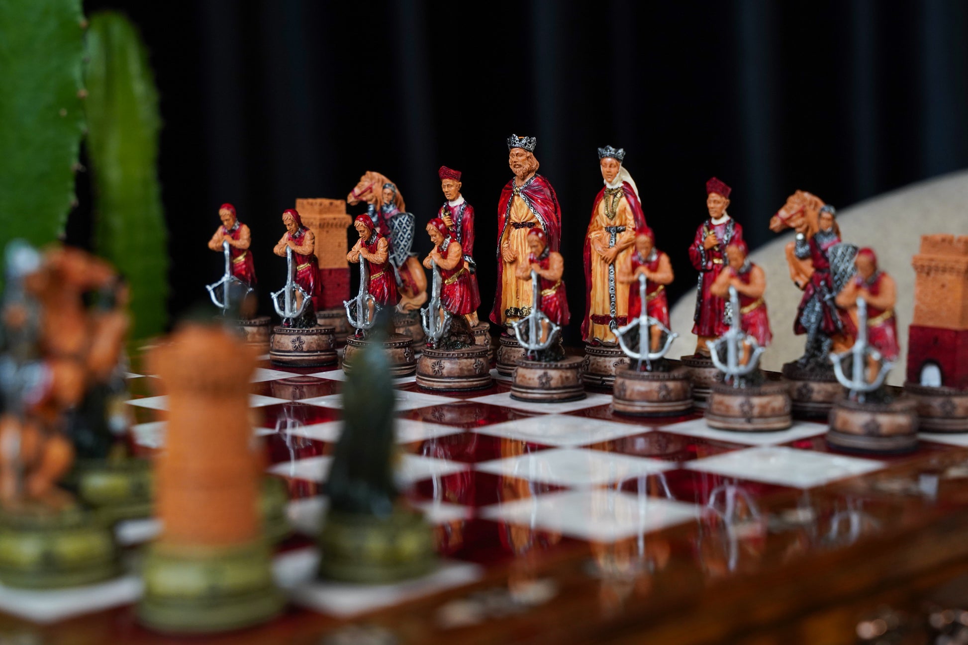Luxury Wooden Camelot Themed Chess Set With Storage Units