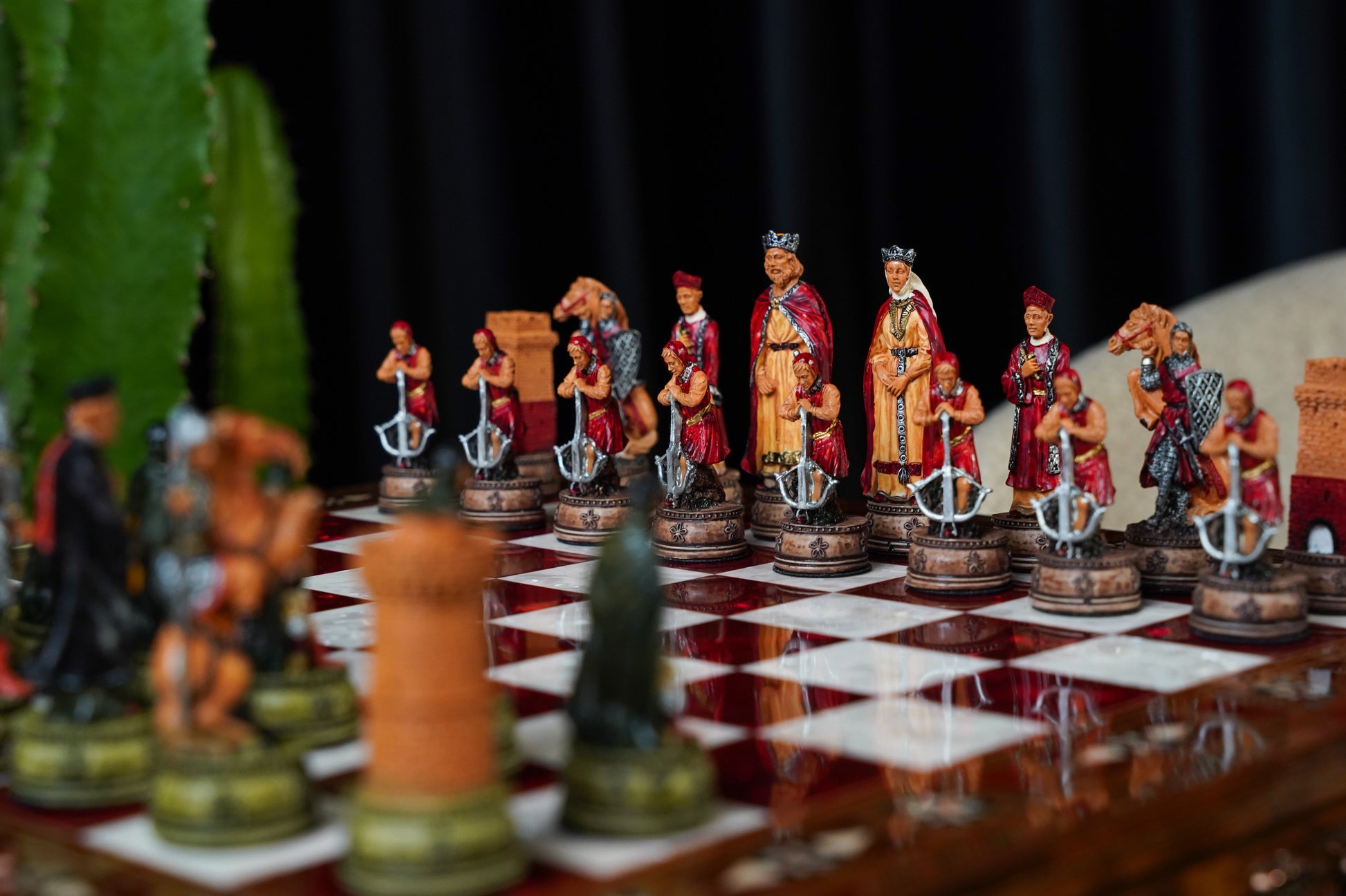 Luxury Wooden Camelot Themed Chess Set With Storage Units