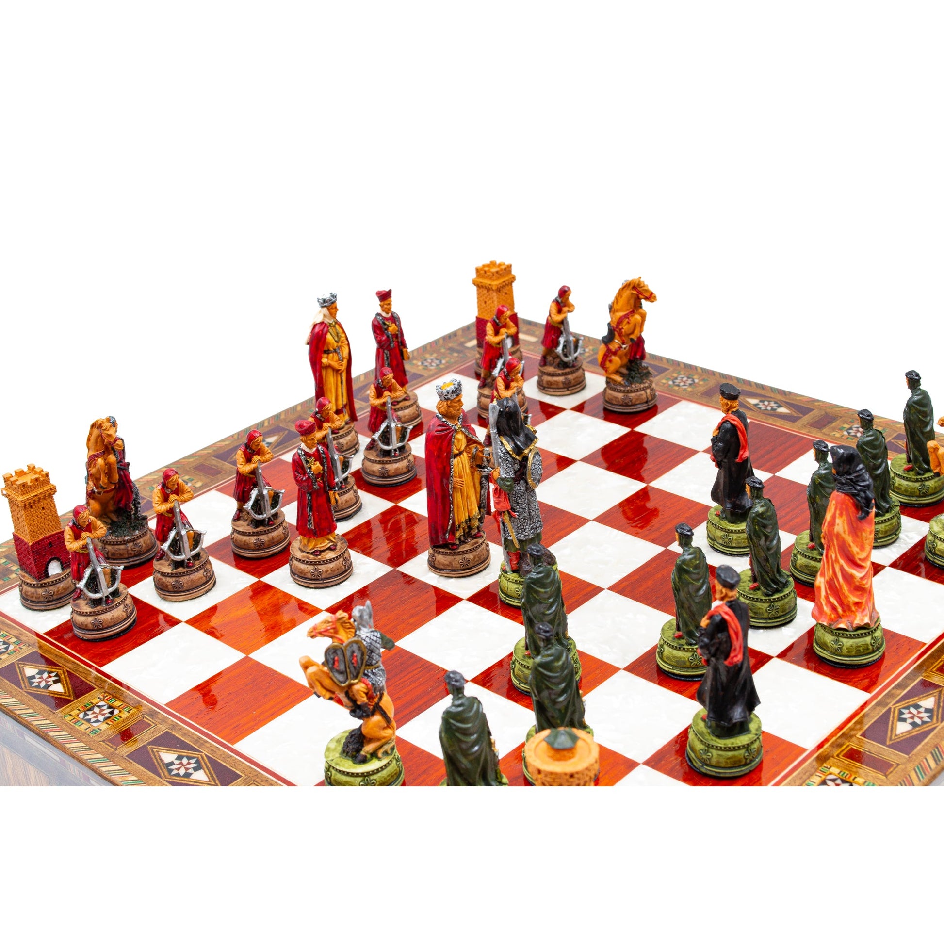 Luxury Wooden Camelot Themed Chess Set With Storage Units