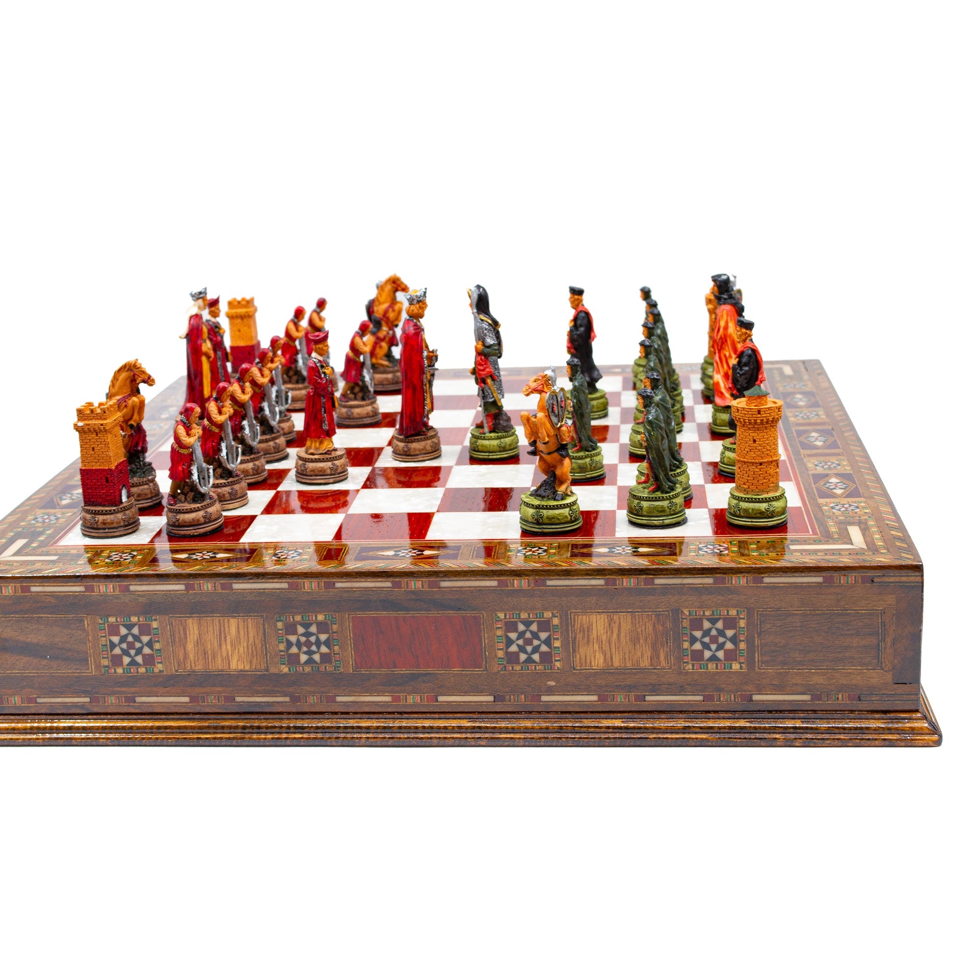 Luxury Wooden Camelot Themed Chess Set With Storage Units