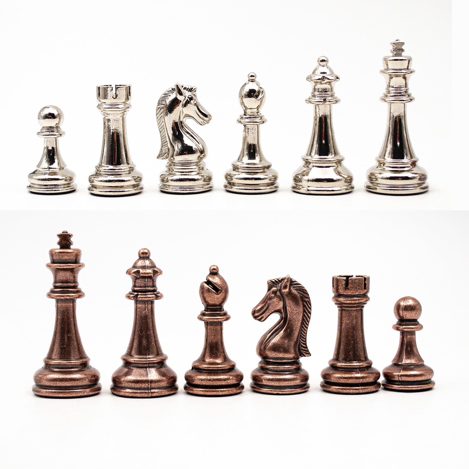 Bronze And Silver Luxurious Metal Chess Pieces